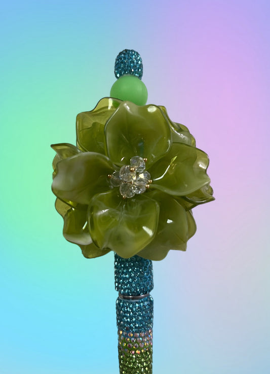 Green Flower Refillable Pen