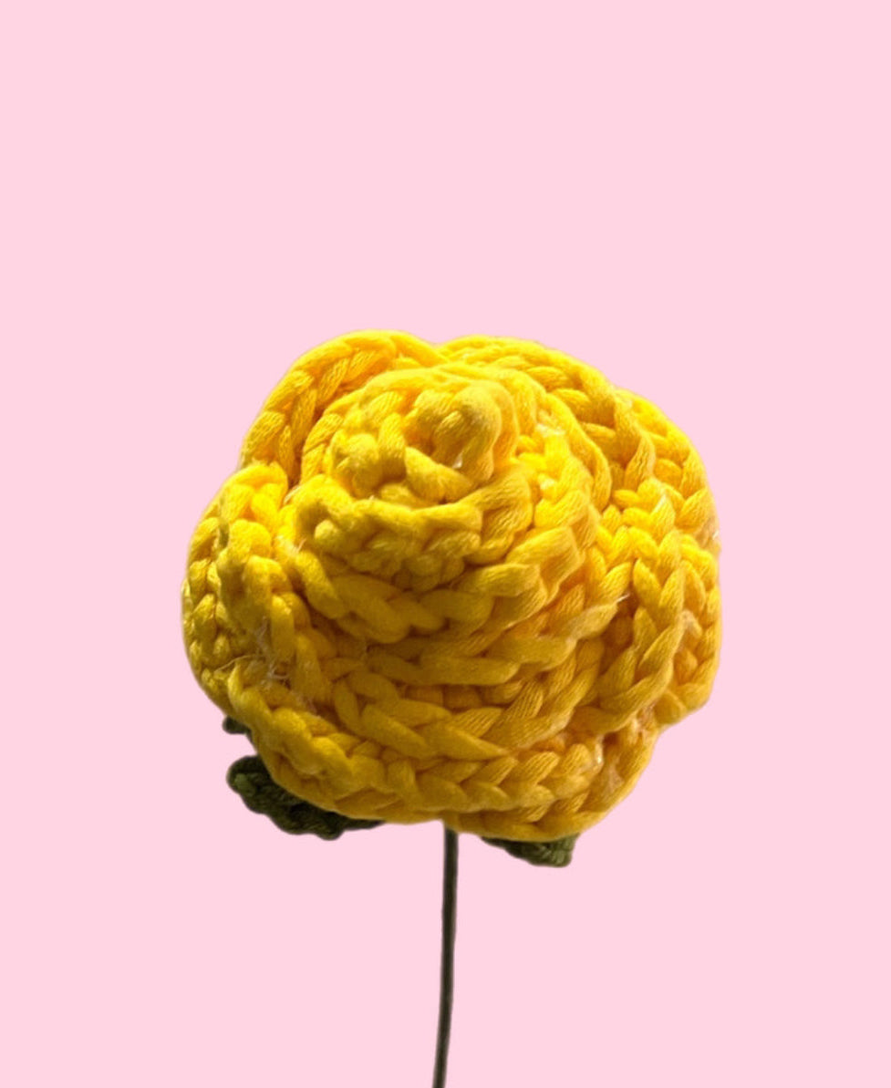 Yellow crochet rose
