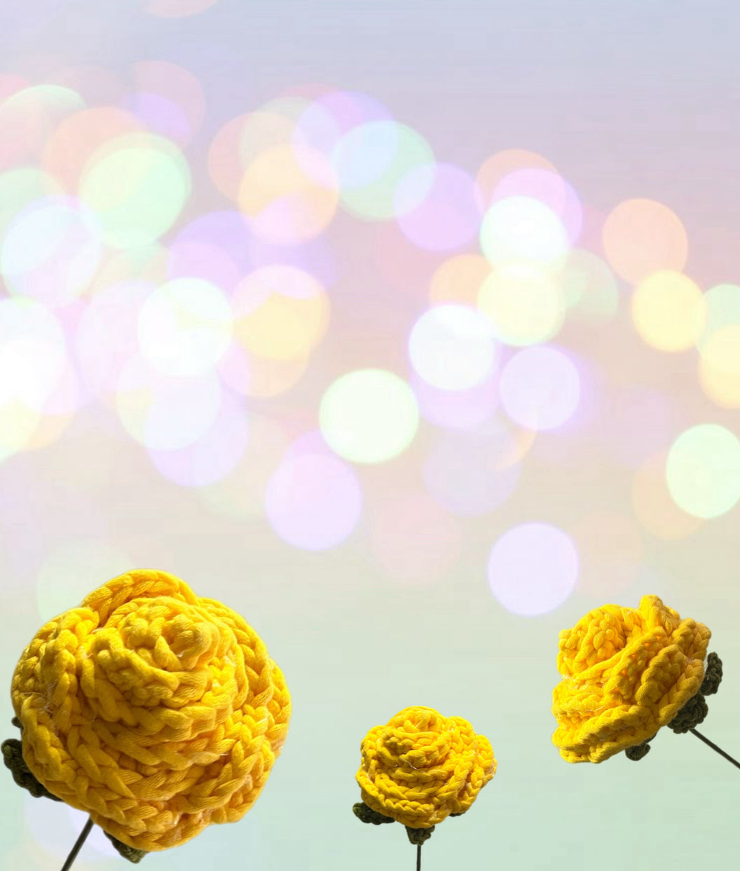 Yellow crochet rose
