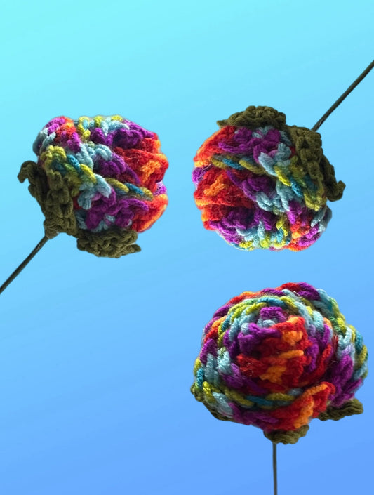 Crochet Rainbow Rose