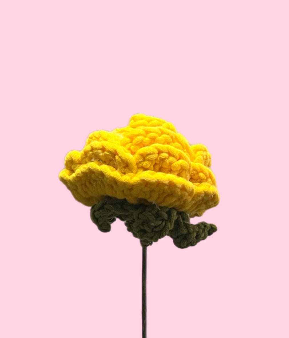 Yellow crochet rose