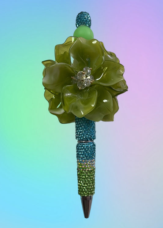 Green Flower Refillable Pen